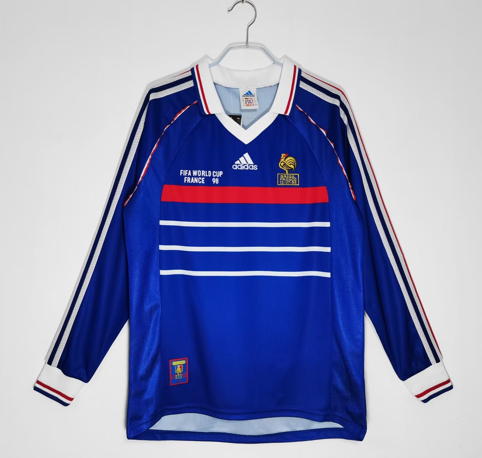 France 1998 Long Sleeves Home Jersey Champion Gearz
